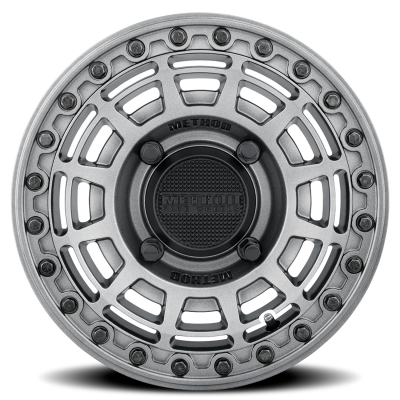 Aluminum Wheels 15x7 MR415 Beadlock UTV Bolt Pattern 4 On 136 Offset 38 Lip Size 0 Graphite GY Gloss Graphite Ring Method