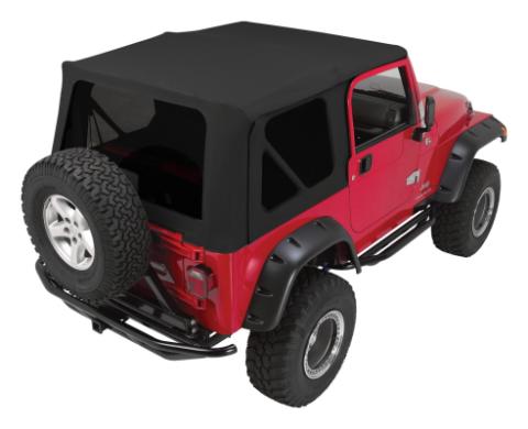 Black OEM Replacement Soft Top for 1997-06 TJ Wrangler w/ Full Steel Doors Black Denim RT Off Road