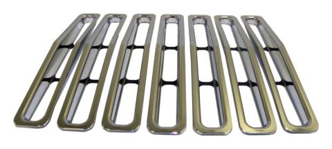 7 Piece Chrome Plastic Grille Inserts for 87-95 Jeep YJ Wrangler, Snap-In Pieces RT Off Road