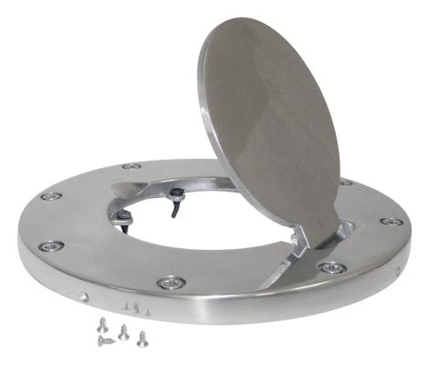 Polished Aluminum Non-Locking Fuel Door for Jeep JK Wrangler, 2 or 4 Door RT Off Road