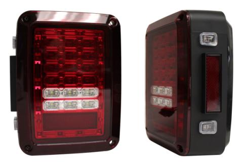 Tail Light Assembly 2007-2018 JK Wrangler Features 36 LEDs Red Lenses w/Black Bezels Plug And Play Design RT Off Road
