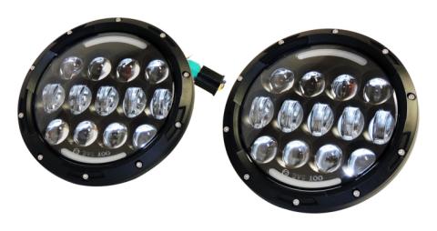 Headlight Conversion Kit 2007-2018 JK Wrangler (Requires RT28098 As Well) 7 Inch LED Black Bezel w/ Polycarbonate Lens &amp; H4 Connector RT Off Road