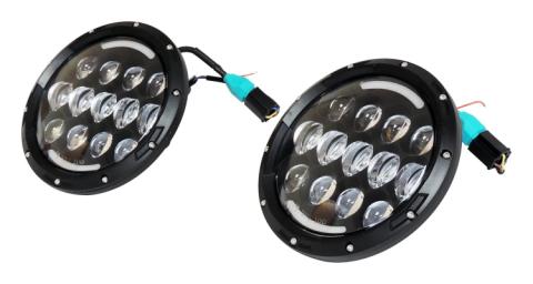 Headlight Conversion Kit 2007-2018 JK Wrangler (Requires RT28098 As Well) 7 Inch LED Black Bezel w/ Polycarbonate Lens &amp; H4 Connector RT Off Road