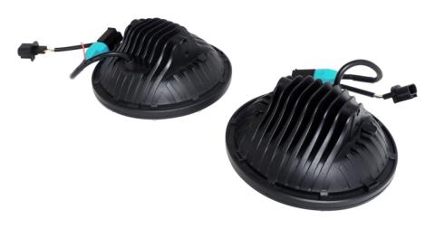 Headlight Conversion Kit 2007-2018 JK Wrangler (Requires RT28098 As Well) 7 Inch LED Black Bezel w/ Polycarbonate Lens &amp; H4 Connector RT Off Road