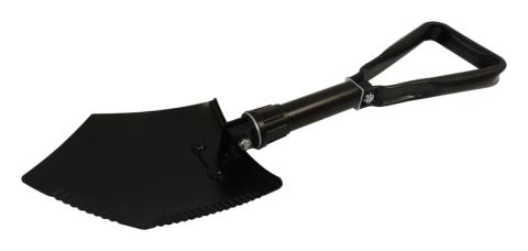 Shovel Collapses To 9 Inch From 23 Inch For Portable Stowage Black Powder Coat Finish Serrated Edge For Cutting RT Off Road