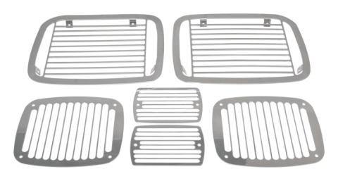 Headlight / Tail Light Guard Set 1987-1995 YJ Wrangler Billet Stainless Steel RT Off Road