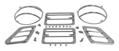Six Piece Stainless Steel Headlight / Tail Light Guard Set for Jeep TJ Wrangler RT Off Road