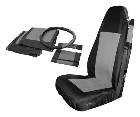 Seat Cover 2003-2006 TJ Wrangler w/2 Seat Covers/2 Seat Belt Pads/Steering Wheel Cover Black/Gray RT Off Road