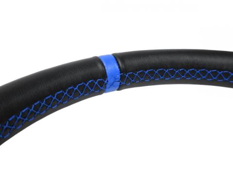 Deep Dish Leather Steering Wheel 13 Inch Diameter Blue PRP Seats