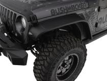 Black Jeep Flat Style Textured Finish Front Fender Flares For 2018-2022 Jeep Wrangler JL (Excludes Rubicon) Bushwacker