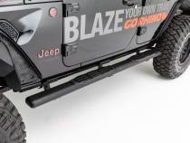 5 Inch 1000 Series Side Steps with Mounting Brackets Kit Textured Black 2018-2026 Jeep Wrangler Go Rhino