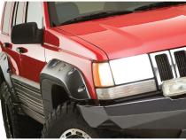 Black Jeep Cutout Style Textured Finish 4-Piece Fender Flare Set For 1993-1998 Jeep Grand Cherokee Bushwacker