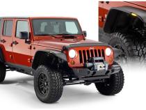 Black Jeep Flat Style Textured Finish 4-Piece Fender Flare Set For 2007-2018 Jeep Wrangler JK Unlimited 4-Door Bushwacker