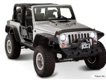 Black Jeep Flat Style Textured Finish 4-Piece Fender Flare Set For 2007-2018 Jeep Wrangler JK 2-Door Bushwacker