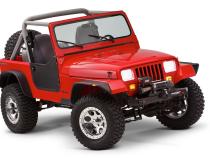 Black Jeep Flat Style Textured Finish 4-Piece Fender Flare Set For 1987-1995 Jeep Wrangler YJ (Excludes Renegade) Bushwacker