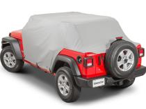 Full Door Cab Cover 2018-2024 Jeep JLU Wrangler 4Dr W/Factory Soft Top Folded Down Gray Denim MasterTop
