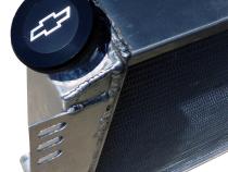 Twist-On RaDiametertor Cap Chevrolet Bowtie Emblem Black Anodized Billet Aluminum Chevrolet Performance Parts