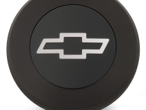 Twist-On RaDiametertor Cap Chevrolet Bowtie Emblem Black Anodized Billet Aluminum Chevrolet Performance Parts
