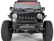 Rockline Front Stubby Bumper W/ Overrider Textured Black 2007-2025 Jeep Wrangler JK/JL 2020-2025 Jeep Gladiator Go Rhino