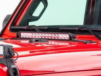 XE Hood Hinge Light Mount for a 20 Inch Single Row LED Bar Textured Black 2018-2026 Jeep Wrangler JL 2020-2025 Jeep Gladiator Go Rhino