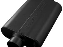 50 Series Delta Force Race Muffler 50 Series Race Muffler 409SS 2.50 Center In 2.50 Center Out, Low Profile -Aggressive Sound Flowmaster