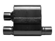 Super 10 Series Chambered Muffler Super 10 Series Stainless Steel 2.50 Offset In Dual Out Crossflow- Aggressive Sound Flowmaster