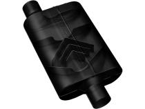 40 Series Delta Flow Chambered Muffler 40 Delta Flow 2.50 Offset In 2.25 Dual Out Aggressive Sound Flowmaster