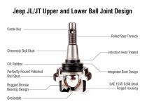 Apex Chassis Heavy Duty Front Upper Ball Joint, Knurled 18-21 Jeep Wrangler JL JLU/Gladiator JT Apex Chassis