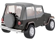 Complete Gray Denim Soft Top for YJ Wrangler w/ Soft Upper Doors RT Off Road