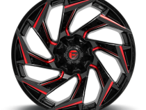 Aluminum Wheels 24X12 Reaction D755 8 On 165.1 Gloss Black Milled Red Tint 125.2 Bore -44 Offset Fuel Off Road Wheels