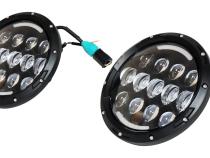 Headlight Conversion Kit 2007-2018 JK Wrangler (Requires RT28098 As Well) 7 Inch LED Black Bezel w/ Polycarbonate Lens &amp;amp; H4 Connector RT Off Road