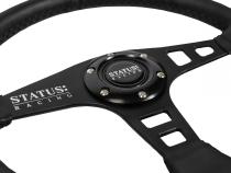 Flat Leather Steering Wheel 13 Inch Diameter Black PRP Seats