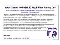 Extended Service (Yes) Plan Warranty For Ring And Pinion Sets Y.E.S. Extended Service Warranty Yukon Gear